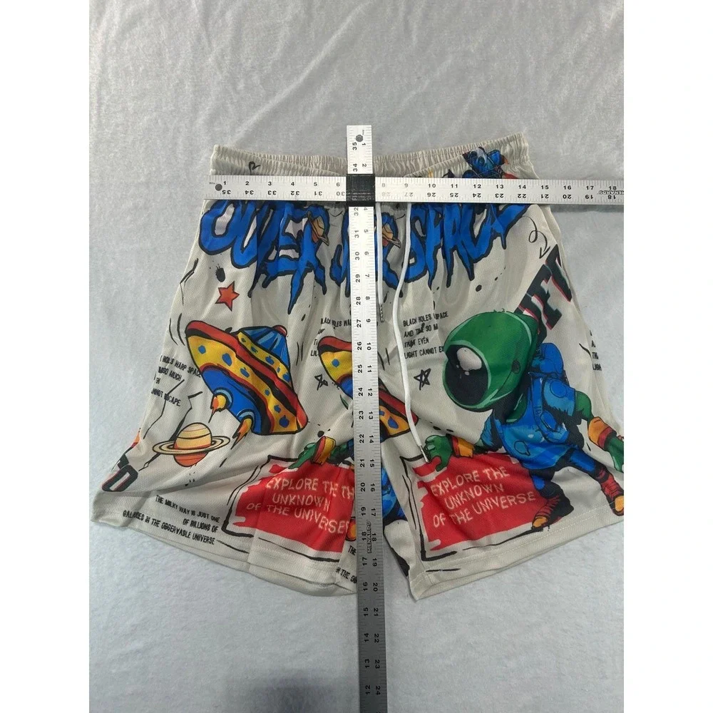 Vintage Outer Space Alien UFO Mesh Basketball Shorts Mens Small Y2K Streetwear‎
